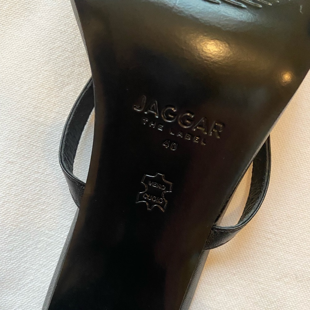 JAGGAR the Label, Black Leather, Block Heel, Strappy Sandals, Size 40 (9 US) - Picture 5 of 7